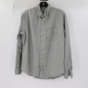 Alex Crane Shirt Mens Medium European Linen Button Down Long Sleeve Casual playa